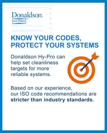 Graphic emphasizing how setting lower ISO cleanliness codes helps protect hydraulic systems and extend component life
